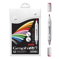 Graph'it Brush Marker Set of 12 Brush Markers - Essential