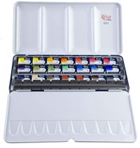 Set of watercolor paints "Classic" ROSA Gallery, metal case, 21 colors, cuvette