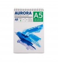 Watercolour Pad Aurora 300gsm A5, 12 Sheets, Rough, Spiral Bound