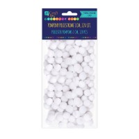 WHITE POLIESTER POMPOMS 1 CM, 120 PCS