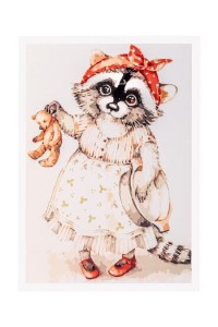 Painting by numbers: "Raccoon and Teddy Bear - Zamarashka"20x30