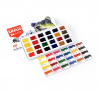 Set of watercolor paints, Credo, 24 colors, pans, cardboard