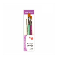 Brush Set №3 FOR DECOR, synthetic round and flat, 3 pieces (№1,8,16), ROSA TALENT