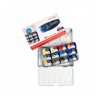 Set of watercolor paints "Classic" ROSA Gallery, metal case, Turquoise, 12 colors