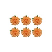 Tea Roses' Flowers, -18 Mm Diameter, 6 Pcs, Beige