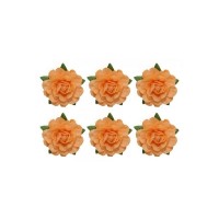 Tea Roses' Flowers, -18 Mm Diameter, 6 Pcs, Beige