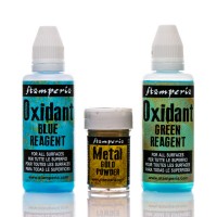 Oxidant Patinas Green And Blue With Gold Powder