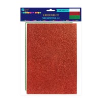 A4 Adhesive Xmas Glitter Foam, 6 Pcs