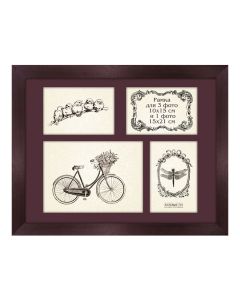 Wooden frame 30X40 with glass for 4 photos  GP630-3007/2835 (dark cherry/vinous)