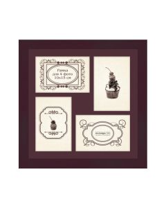 Wooden frame with glass for 4 photos 10х15(30х30) GP630-3007/2835 (dark cherry/vinous)