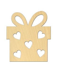 Wooden pc. for art 500 Present with hearts 7,5х8,5 cm