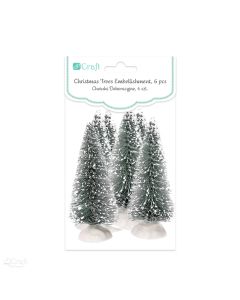 CHRISTMAS TREES EMBELLISHMENTS 5 CM, 6 PCS - SILVER