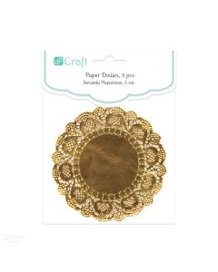 PAPER DOILIES 11 CM, 5 PCS GOLDEN