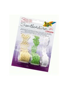 Velvet Borders LIMONE, self adhesive 3 rolls, assorted colours