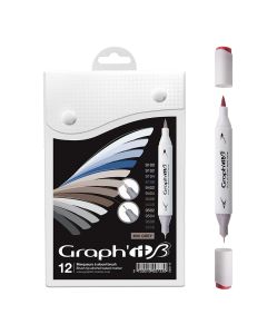Komplekt Graph&apos;it Brush Marker 12tk Brush Markers - Mix greys