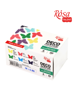 Набор акриловых красок,матовые, Пастельные 6*20ml ROSA TALENT