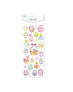 GLITTER STICKERS - COLOUR EASTER EGGS, 24 PCS