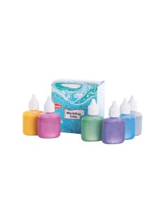 METALLIC MARBLING INK 6 x 25ml assorted metallic colours