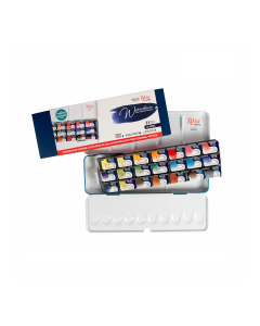 Set of watercolor paints Classic ROSA Gallery, metal case, Turquoise, 21 colors,