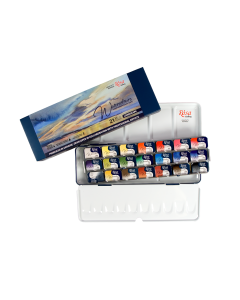 Set of watercolor paints Landscape ROSA Gallery, metal case, Indigo, 21 colors