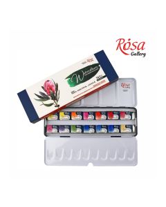 Set of watercolor paints Botanical ROSA Gallery, metal case, 14 colors, full pans