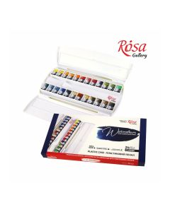 Set of watercolor paints Classic ROSA Gallery, plastic case, 24 colors, full pans