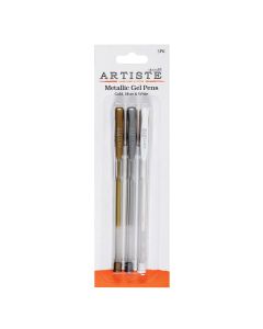 Metallic Gel Pen Trio - Gold, Silver & White