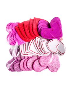 Foam Stickers - Printed & Glitter Hearts, 50 Pcs
