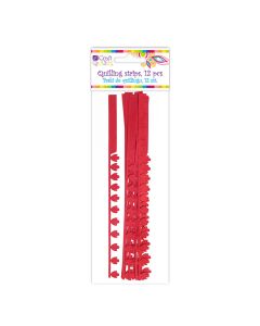 Peony&Fringe Petal Quilling Strips - Red, 12 Pcs